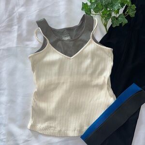 Reebok Cream Ribbed Tank Top